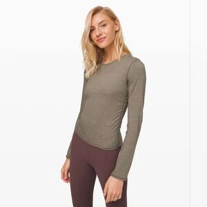 Lululemon Athletica Long Sleeve Crew Neck Top in Olive Green Size S